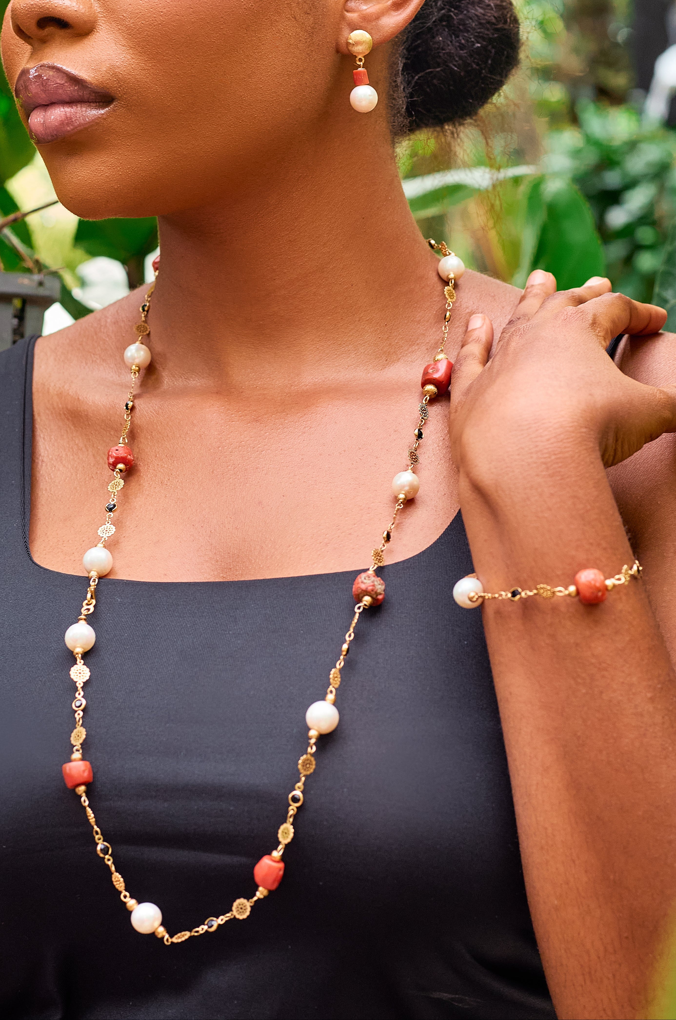 Àyọkà Kìnì | Mediterranean Coral & Pearl Jewelry Set