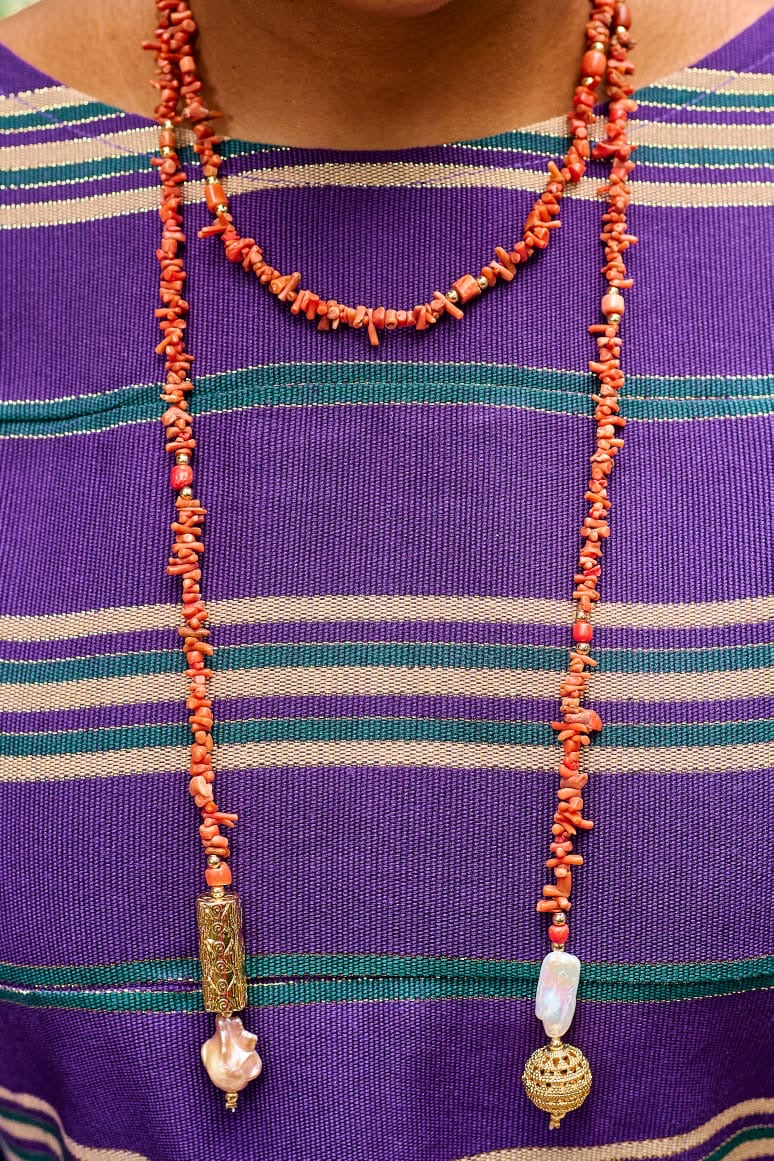 Omoluabi VI | Antique Coral Bead Pendant Necklace