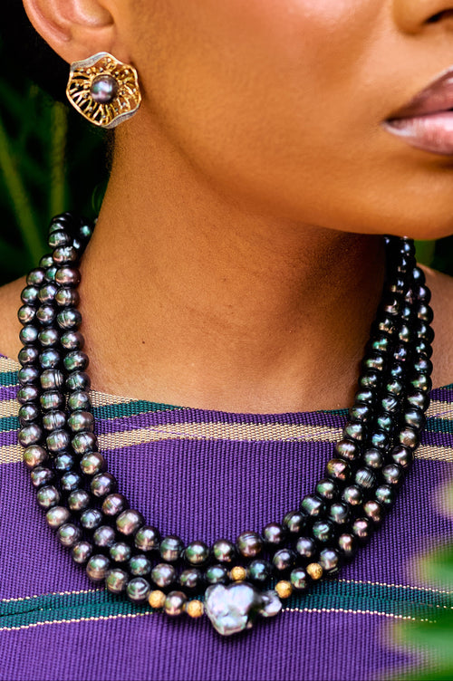 Adumadan Kini exclusive antique Mediterranean coral high jewellery necklace and earring set by Jewellery Banc in Lagos.