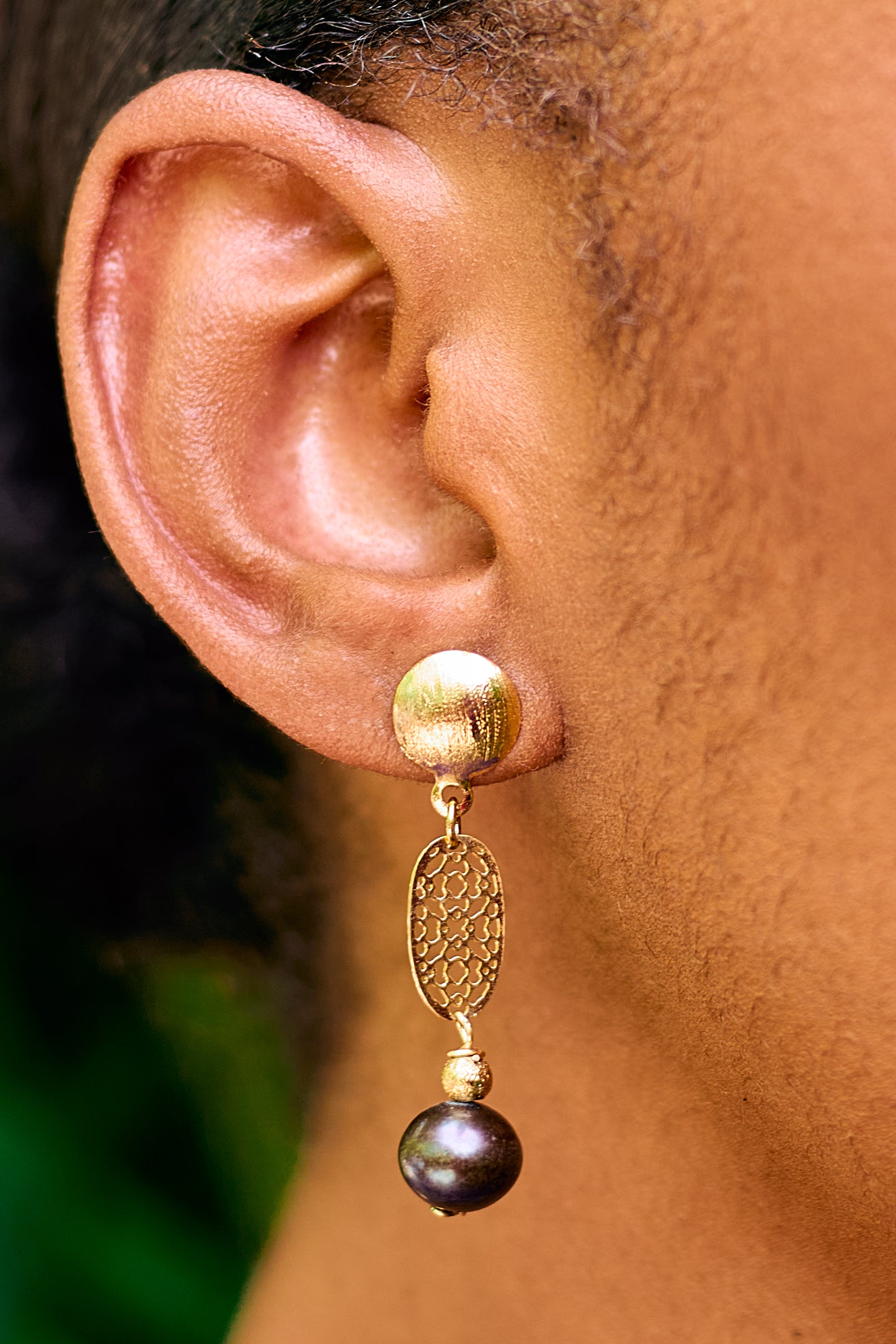 Agbéké handcrafted luxury Mediterranean coral drop earrings with gold finish, designed for traditional bridal wear in Lagos.